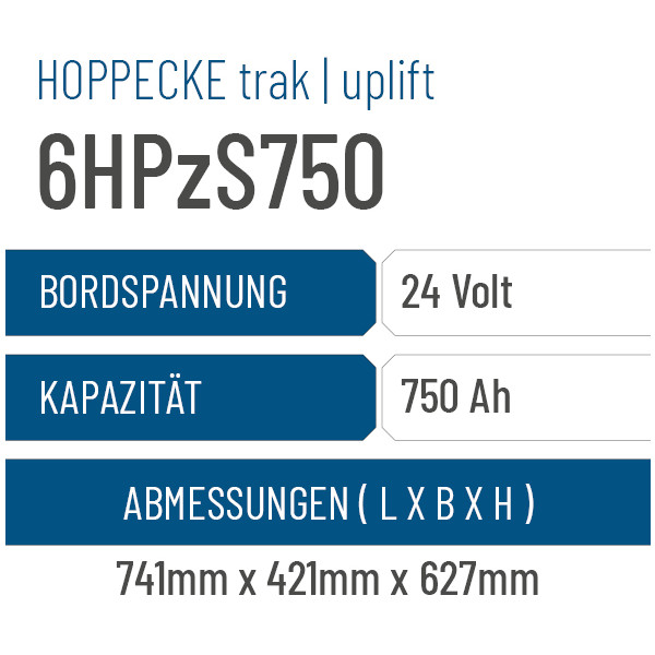 Hoppecke trak | uplift - 6HPzS750 - 750AH - 24V