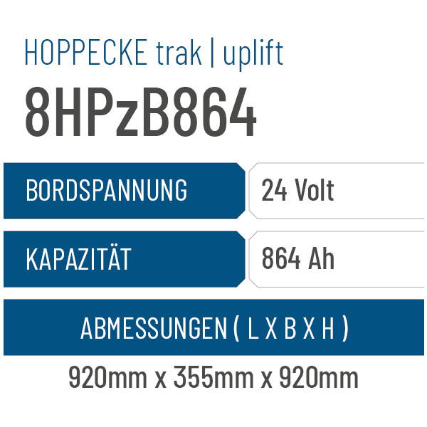Hoppecke trak | uplift - 8HPzB864 - 864AH - 24V