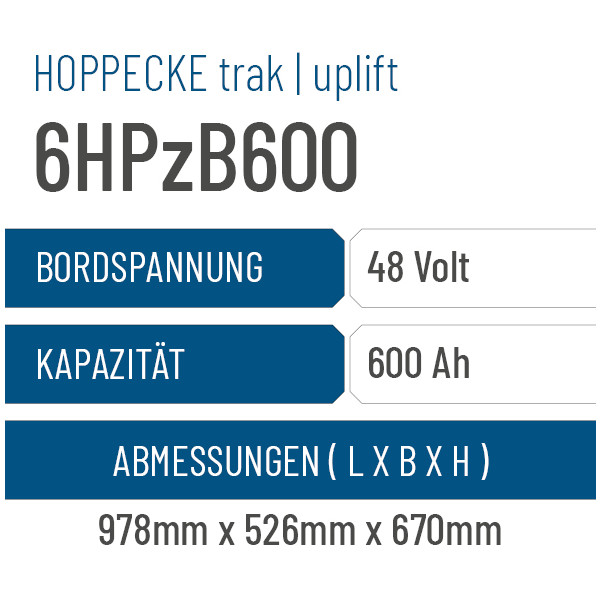 Hoppecke trak | uplift - 6HPzB600 - 600AH - 48V