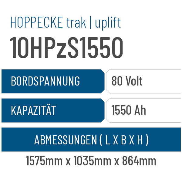 Hoppecke trak | uplift - 10HPzS1550 - 1550AH - 80V