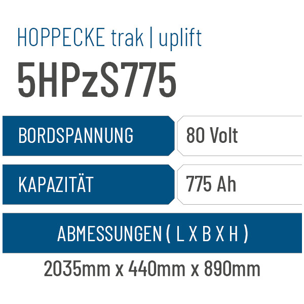 Hoppecke trak | uplift - 5HPzS775 - 775AH - 80V