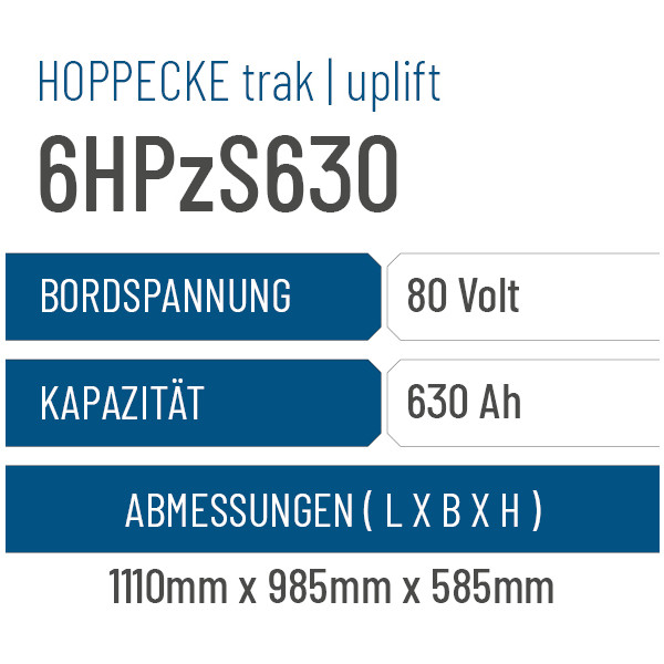 Hoppecke trak | uplift - 6HPzS630 - 630AH - 80V